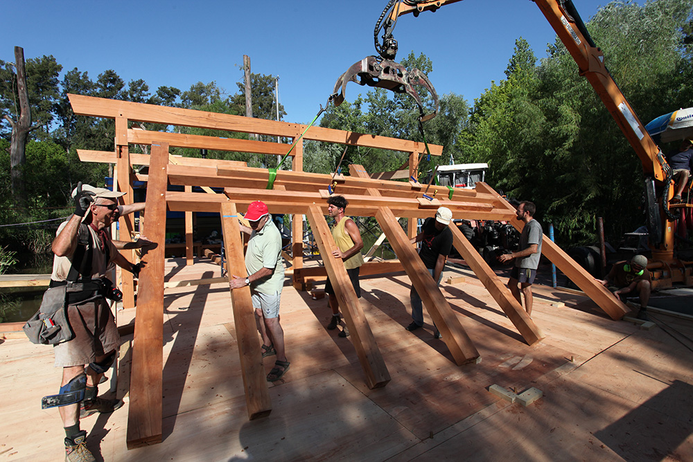Nahuel's Ark, a floating timber-frame houseboat
